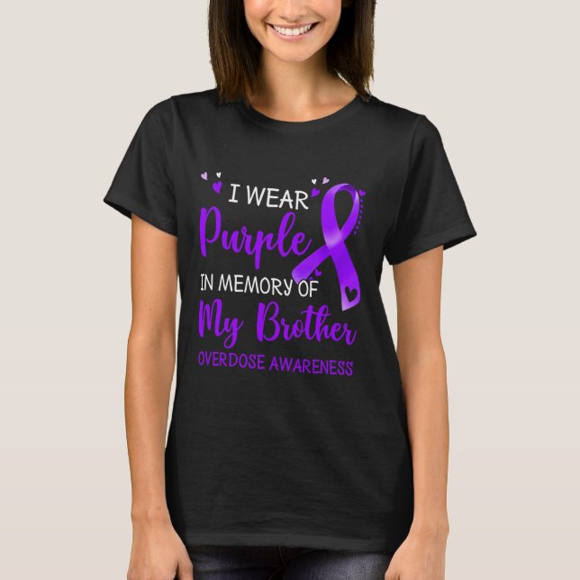 I Bära Lila Minne för broderöverdosering av medvet T Shirt (Framsida)