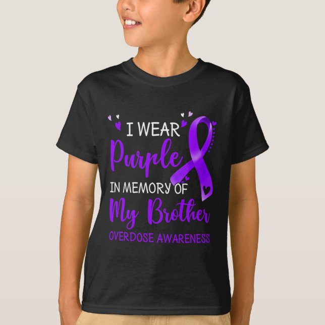 I Bära Lila Minne för broderöverdosering av medvet T Shirt (Framsida)