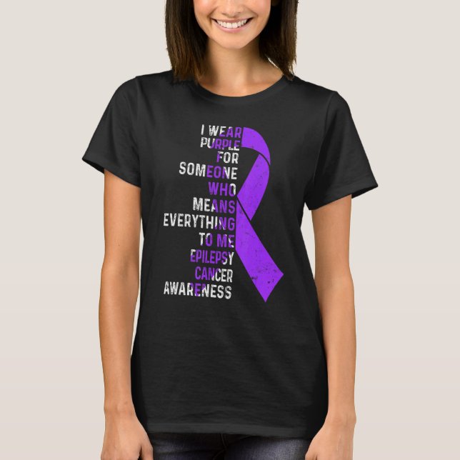 I Bära Lila Ribbon Epilepsy Awareness Support Sq T Shirt (Framsida)