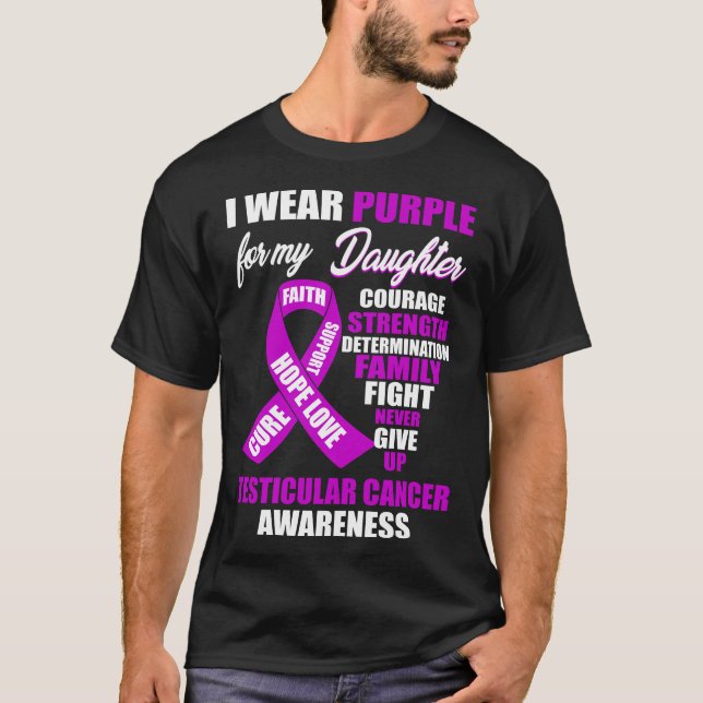 I Bära Lila Testicular Cancer Awareness T Shirt (Framsida)