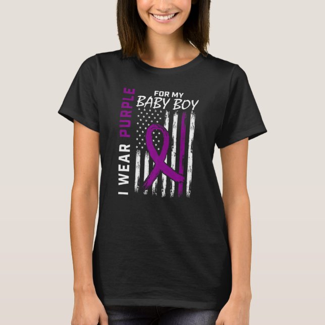 I Bära Lila till min son Pojke Epilepsy Awarene T Shirt (Framsida)