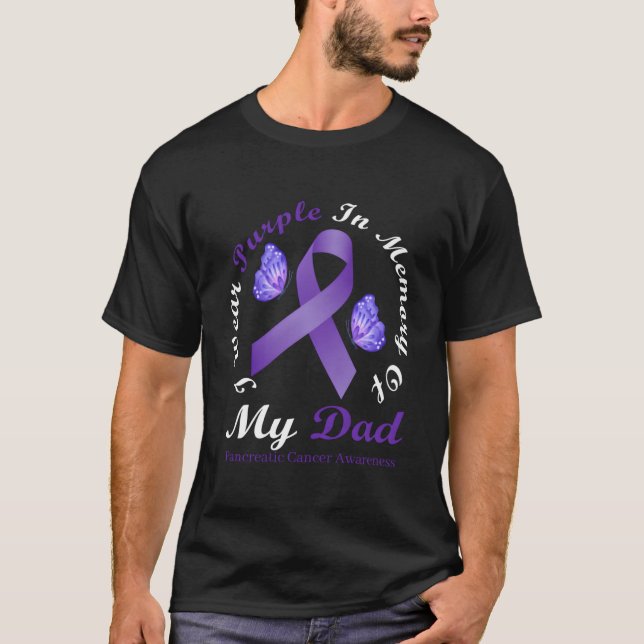 I Bära Lila till minne av min Pappa pankreascancer T Shirt (Framsida)