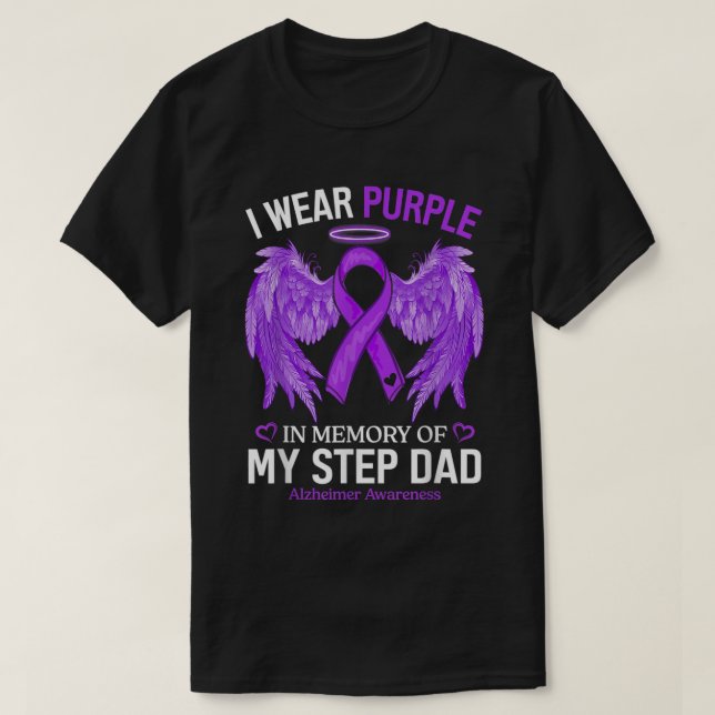 I Bära Lila till minne av Steg Pappa Alzheimer Awa T Shirt (Design framsida)
