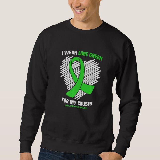 I Bära Lime Green för min kusin, ryggmärgsskada Lång Ärmad Tröja (Framsida)