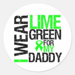 I Bära Lime Green Ribbon för min pappa Lymphoma Runt Klistermärke