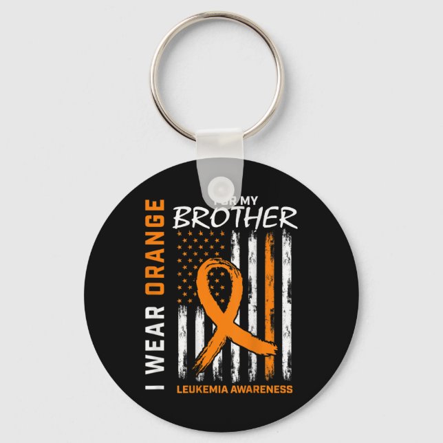 I Bära Orange för broderleukemi Awareness Ameri Nyckelring (Framsida)