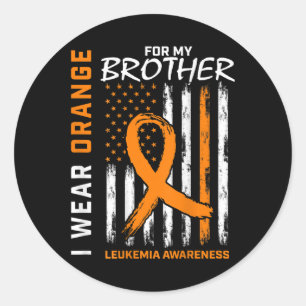 I Bära Orange för broderleukemi Awareness Ameri Runt Klistermärke