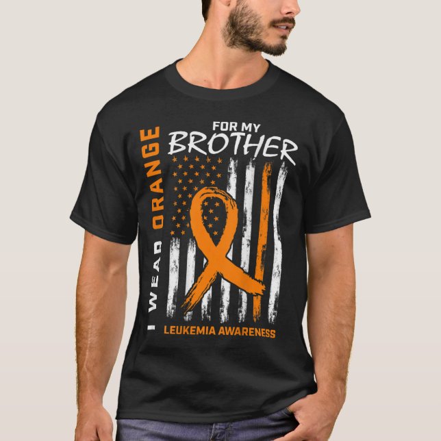 I Bära Orange för broderleukemi Awareness Ameri T Shirt (Framsida)