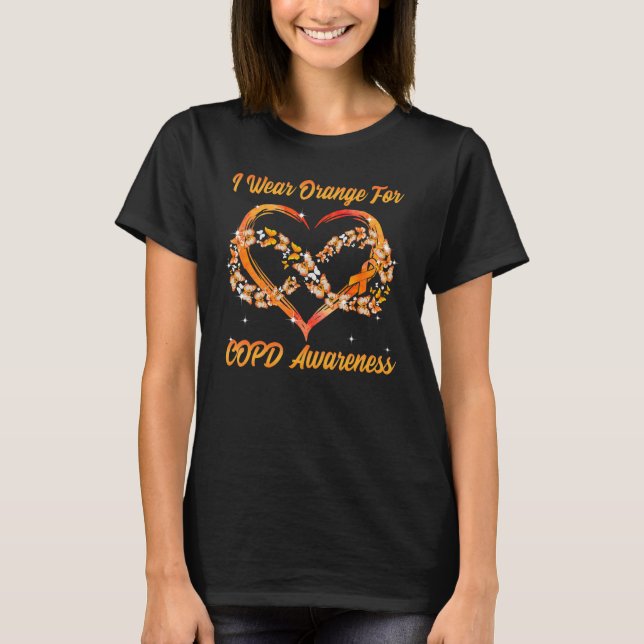 I Bära Orange for kopd Awareness Heart Butterfly T Shirt (Framsida)