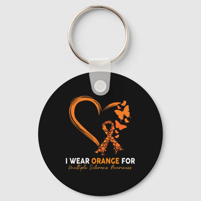 I Bära Orange for Många Sclerosis Awareness Nyckelring (Framsida)