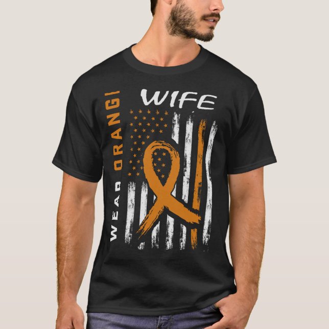 I Bära Orange för min fru Leukemia Awareness Ameri T Shirt (Framsida)
