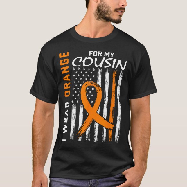I Bära Orange för min kusin Leukemia Awareness Fla T Shirt (Framsida)
