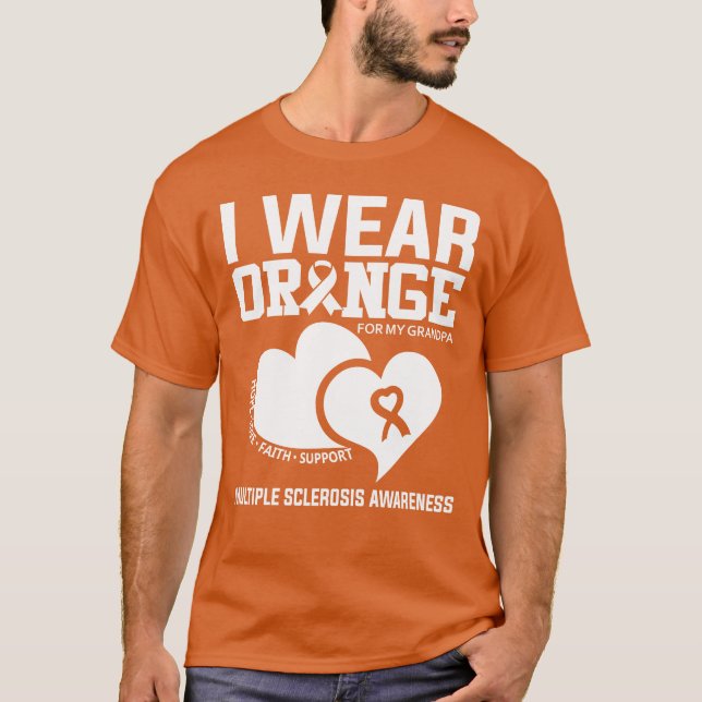 I Bära Orange för min morfar Många Sclerosis T Shirt (Framsida)