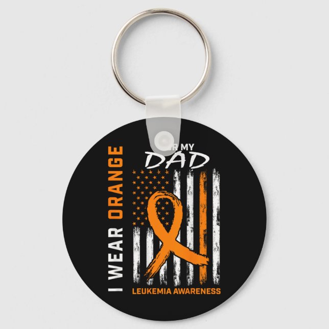 I Bära Orange för min Pappa Leukemi Awareness Amer Nyckelring (Framsida)