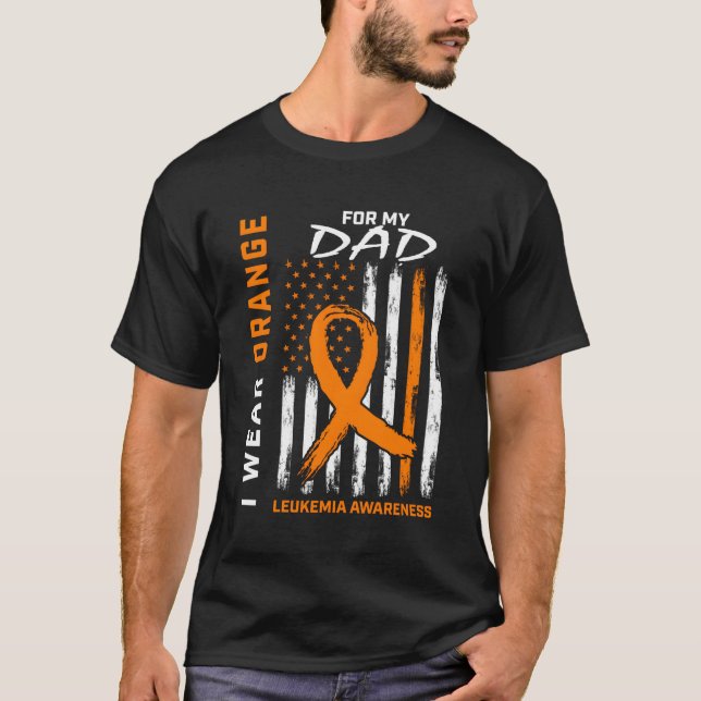 I Bära Orange för min Pappa Leukemi Awareness Amer T Shirt (Framsida)