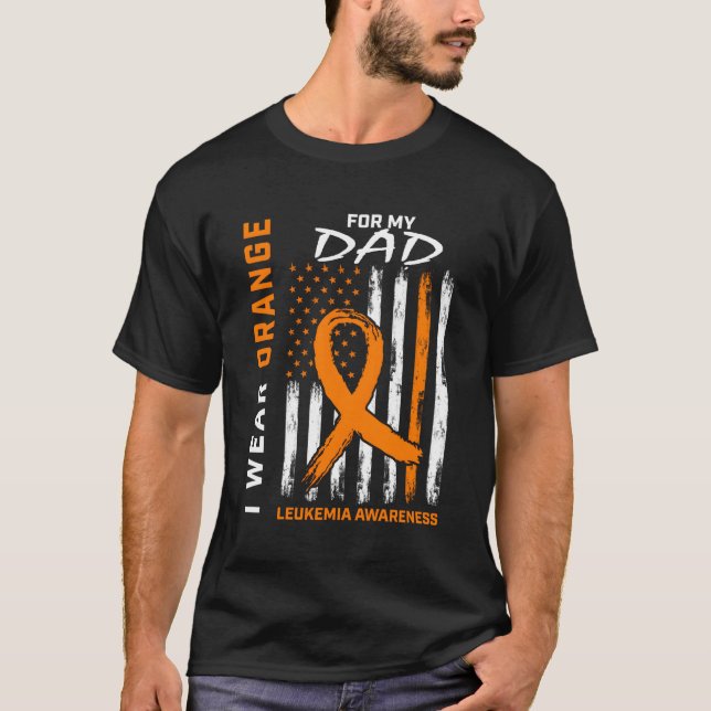 I Bära Orange för min Pappa Leukemi Awareness Amer T Shirt (Framsida)