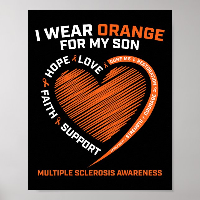 I Bära Orange för min son Många Sclerosis Awaren Poster (Framsidan)