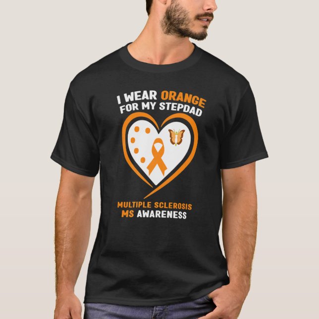 I Bära Orange för min Stepdad Många Sclerosis Aw T Shirt (Framsida)