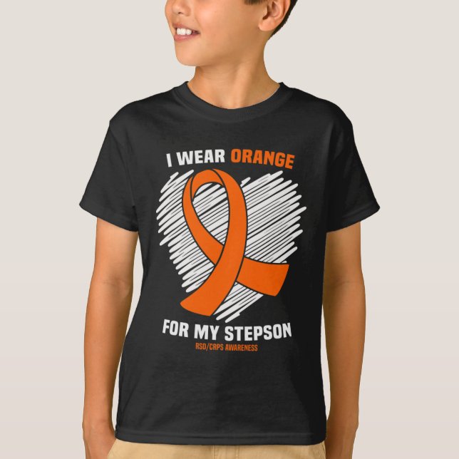 I Bära Orange för min Stepson RSDCRPS-medvetenhet T Shirt (Framsida)