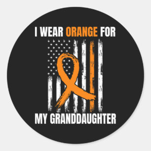 I Bära Orange Granddotter Leukemia Awareness Ame A Runt Klistermärke