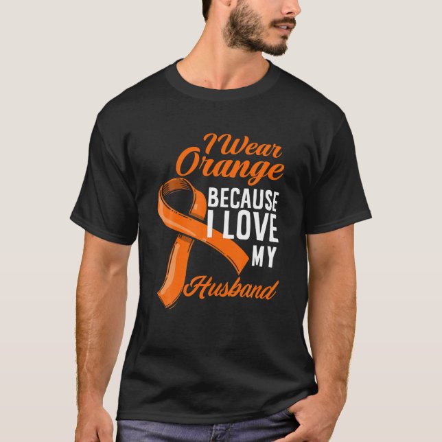 I Bära Orange I Kärlek Mitt Make Njurcancerkrig T Shirt (Framsida)