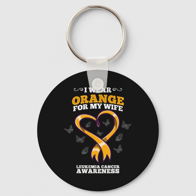 I Bära Orange Maka Leukemi Cancermedvetenhet Blod Nyckelring (Framsida)