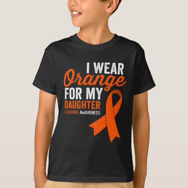 I Bära Orange till min dotter Leukemia Warrior Rib T Shirt (Framsida)