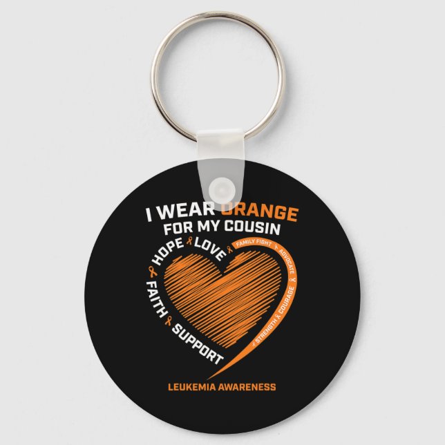 I Bära Orange till min kusin Leukemia Awareness Pr Nyckelring (Framsida)