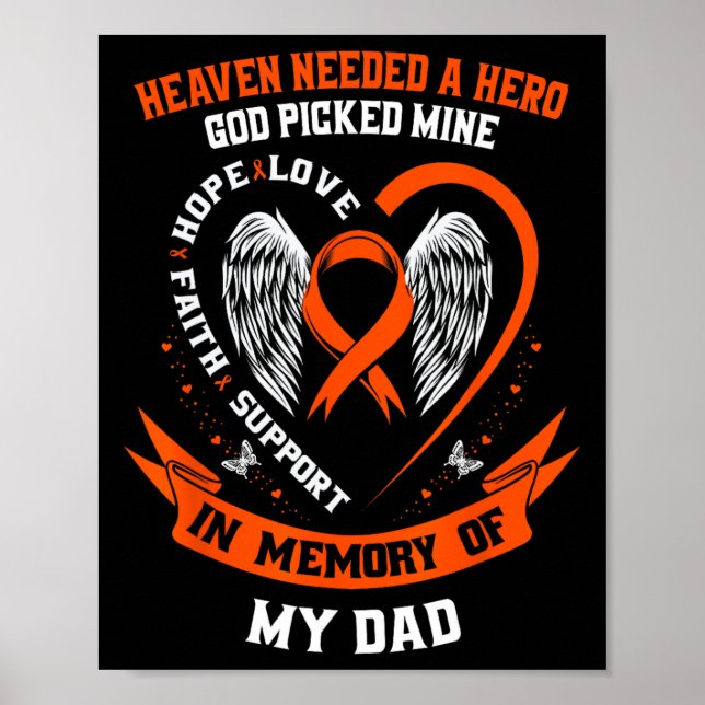 I Bära Orange till minne av min Pappa Leukemia Awa Poster (Framsidan)