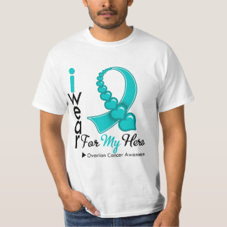 I Bära Ovarian Cancer Ribbon för mitt Hero T-shiro T-shirt