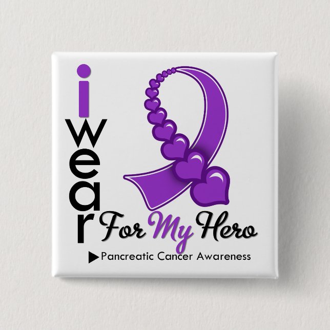 I Bära Pancreatic Cancer Ribbon for My Hero Knapp (Framsida)