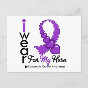 I Bära Pancreatic Cancer Ribbon for My Hero Vykort