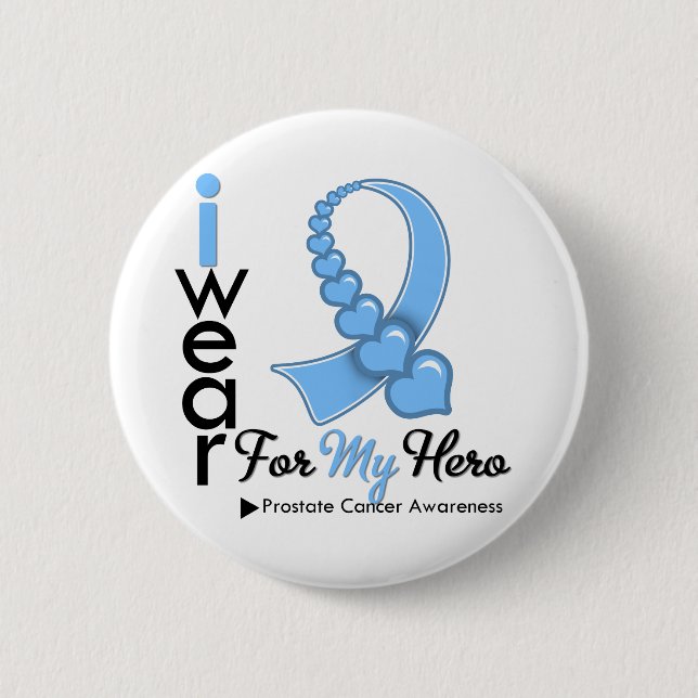 I Bära Prostate Cancer Ribbon for My Hero Knapp (Framsida)