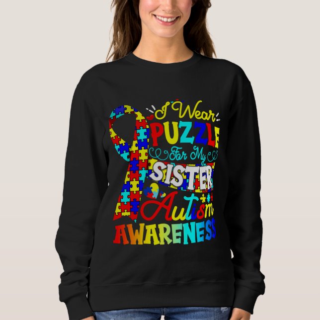I Bära Pussel för min Cute Sister Autism Awareness T Shirt (Framsida)