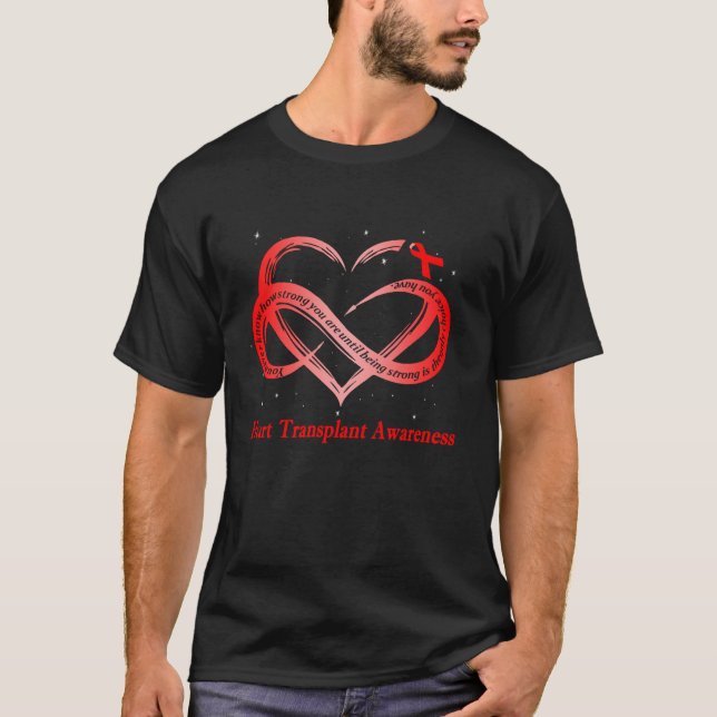 I Bära Red for Heart Transplant Awareness Warrior T Shirt (Framsida)