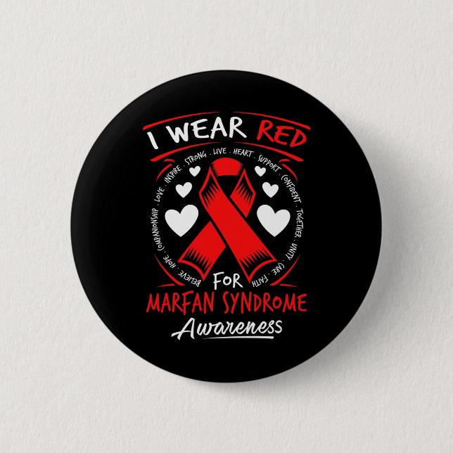 I Bära Red for Marfan Syndrome Awareness Knapp (Framsida)