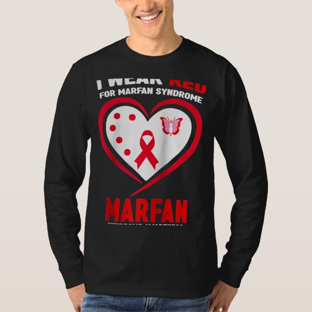I Bära Red for Marfan syndrome Awareness Raglan T Shirt (Framsida)