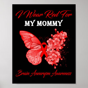 I Bära Red for My Mamma Brain Aneurysm Awareness Poster
