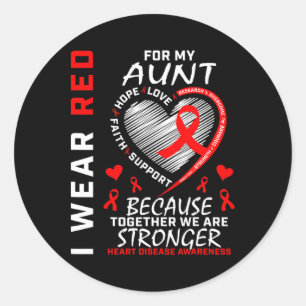 I Bära Red for My Moster Heart Disease Awareness R Runt Klistermärke