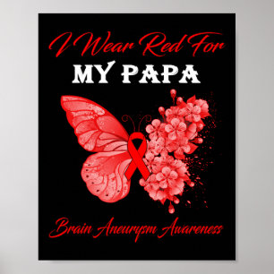 I Bära Red for My Pappa Brain Aneurysm Awareness Poster