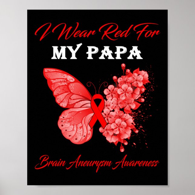 I Bära Red for My Pappa Brain Aneurysm Awareness Poster (Framsidan)