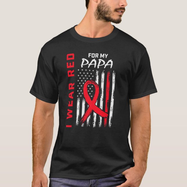 I Bära Red for My Pappa Heart Disease Ame Ame T Shirt (Framsida)