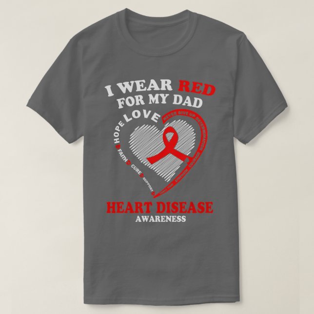 I Bära Red for My Pappa Heart Disease Awareness Gi T Shirt (Design framsida)
