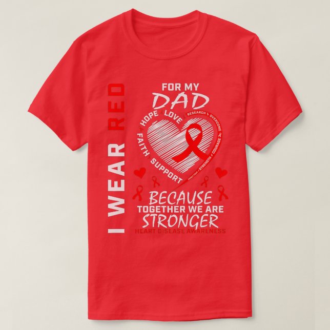 I Bära Red for My Pappa Heart Disease Awareness Ri T Shirt (Design framsida)