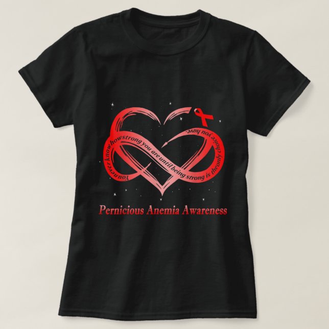 I Bära Red for Pernicious Anemia Awareness Warrior T Shirt (Design framsida)