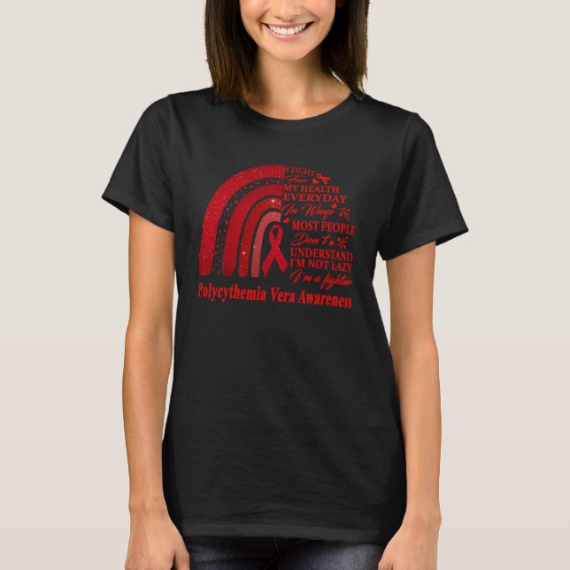 I Bära Red for Polycythemia Vera Awareness Warrior T Shirt (Framsida)