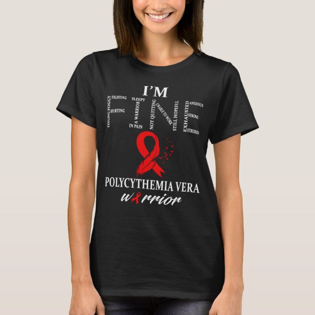 I Bära Red for Polycythemia Vera Awareness Warrior T Shirt (Framsida)