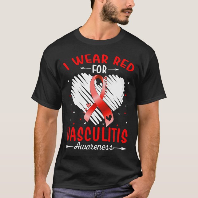 I Bära Red for VASCULITIS Awareness T Shirt (Framsida)