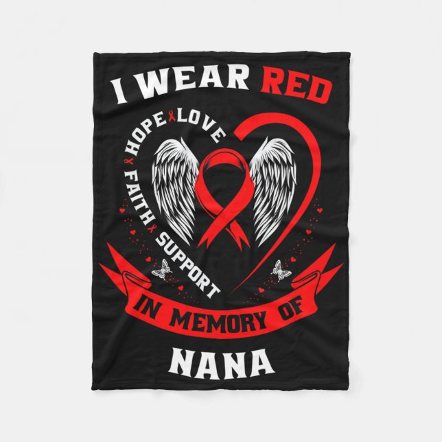 I Bära Red in Memory of Nana Heart Disease Awarene Fleecefilt (Framsidan)