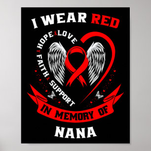 I Bära Red in Memory of Nana Heart Disease Awarene Poster